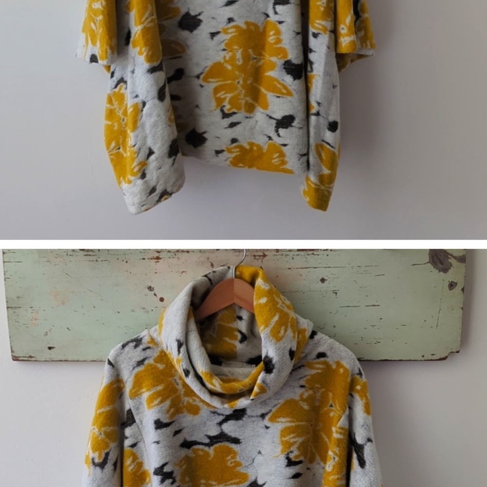 ANTHROPOLOGIE yellow Clustered Flora Cowl Neck Poncho by Saturday Sunday, M/L - Picture 9 of 9